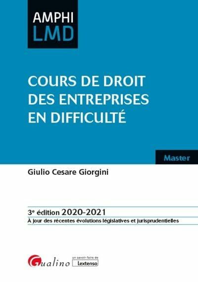 Cours de droit des entreprises en difficulté (2020-2021)