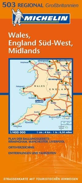 Wales, England Süd-West, Midlands (MICHELIN Regionalkarten, Band 503)