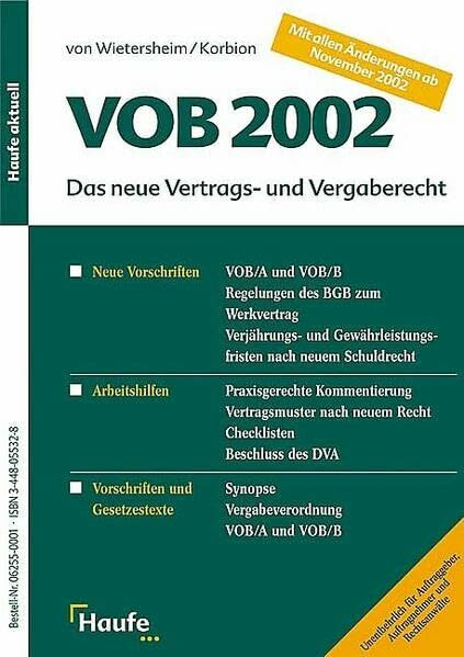 VOB 2002: Das neue Vertrags- und Vergaberecht (Haufe aktuell)