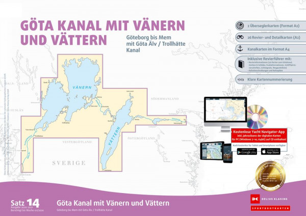 Sportbootkarten Satz 14: Götakanal mit Vänern und Vättern (Ausgabe 2020/2021)