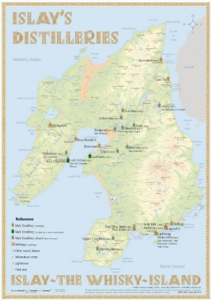 Islay's Distilleries Tasting Map 34 x 24cm