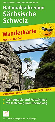 Nationalparkregion Sächsische Schweiz: Wanderkarte mit Malerweg und Elberadweg, wetterfest, reissfest, abwischbar, GPS-genau. 1:25000: Ausflugsziele ... GPS-genau. 1:25000 (Wanderkarte / WK)