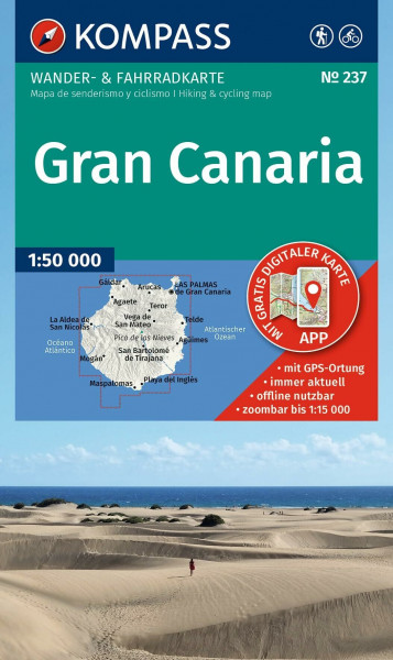 KOMPASS Wanderkarte 237 Gran Canaria 1:50.000: Wander- und Fahrradkarte in einem - inklusive Offline-Verwendung in der KOMPASS-App. Wander-& Radwege.