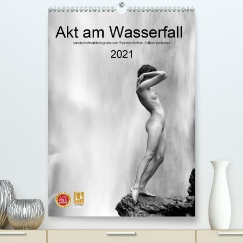 Akt am Wasserfall (Premium, hochwertiger DIN A2 Wandkalender 2021, Kunstdruck in Hochglanz)