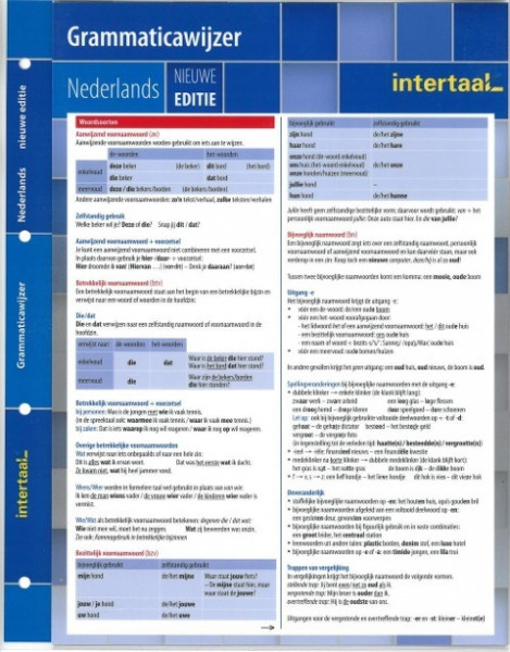 Grammaticawijzer Nederlands - nieuwe editie. Klappkarte, laminiert