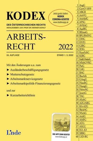 KODEX Arbeitsrecht 2022 (Kodex des Österreichischen Rechts)