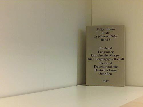 Texte in zeitlicher Folge, Bd.8, Rimbaud; Ein Psalm der Aktualität; Langsamer knirschender Morgen . . .