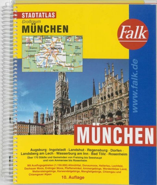 Falk Stadtatlas Großraum München: Augsburg, Ingolstadt, Landshut, Regensburg, Dorfen, Landsberg am Lech, Wasserburg am Inn, Bad Tölz, Rosenheim. Über ... Moos, Pfaffenwinkel, Ammergebirge . . .