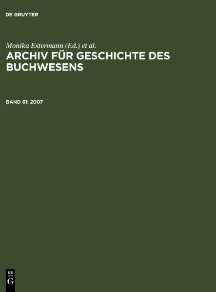 2007 (Archiv für Geschichte des Buchwesens)
