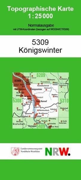 Königswinter (N) (Topographische Karten 1:25000 (TK 25) Nordrhein-Westfalen (amtlich) / Normalausgabe (N): Grundriss, Gewässer, Höhenlinien, Vegetation)