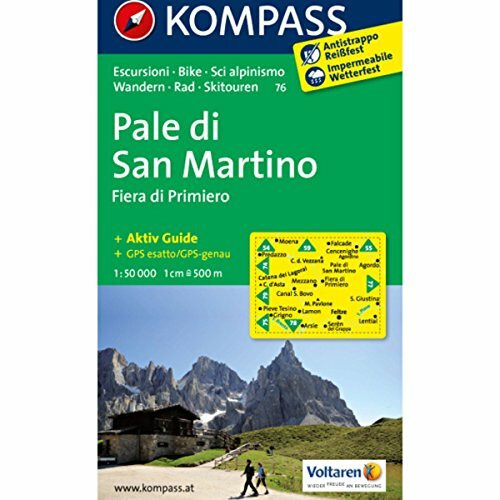 Pale di San Martino - Fiera di Primiero: Wanderkarte mit Kurzführer, Radrouten und alpinen Skirouten. GPS-genau. Dt. /Ital. 1:50000 (KOMPASS Wanderkarte, Band 76)