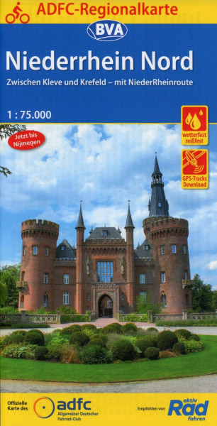 ADFC-Regionalkarte Niederrhein Nord mit Tagestouren-Vorschlägen, 1:75.000