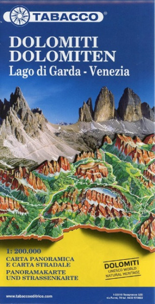 Dolomiti / Dolomiten Road Panoramic Map 1 : 200 000