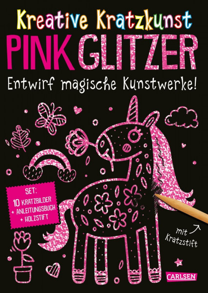Kratzbilder für Kinder: Kreative Kratzkunst: Pink Glitzer: Set mit 10 Kratzbildern, Anleitungsbuch und Holzstift | Malbuch mit Kratztafeln für Kinder ... Kratz-Tafeln, Anleitungsbuch und Holzstift.)