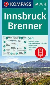 KOMPASS Wanderkarte 36 Innsbruck, Brenner 1:50.000