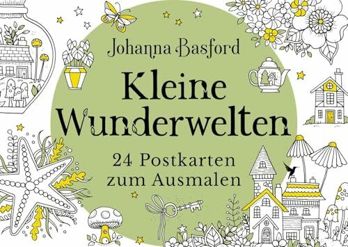 Kleine Wunderwelten: 24 Postkarten zum Ausmalen | Passend zum Buch von Johanna Basford