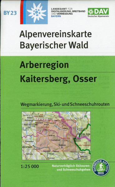 Alpenvereinskarte Bayerischer Wald, Arberregion, Kaitersberg, Osser 1:25 000