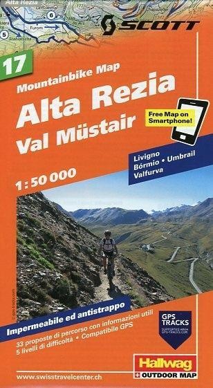 Mountain-Bike Karte 17. Alta Rezia, Livigno, Bormio, Val Müstair 1 : 50 000