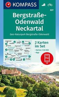 KOMPASS Wanderkarten-Set 827 Bergstraße-Odenwald, Neckartal, Geo-Naturpark Bergstraße-Odenwald (2 Karten) 1:50.000