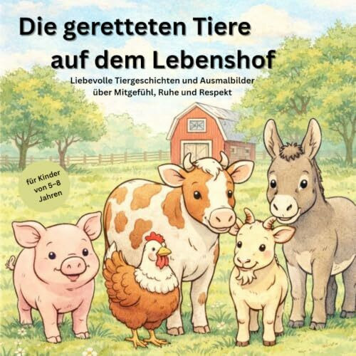 Die geretteten Tiere auf dem Lebenshof: Liebevolle Tiergeschichten und Ausmalbilder über Mitgefühl, Ruhe und Respekt; für Kinder von 5-8 Jahren, Band 1