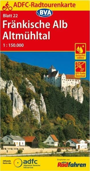 ADFC-Radtourenkarte 22 Fränkische Alb Altmühltal 1:150.000, reiß- und wetterfest, GPS-Tracks Download (ADFC-Radtourenkarte 1:150.000)