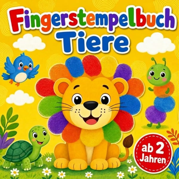 Fingerstempelbuch ab 2 Jahren: Fingerstempeln, Basteln und Malen für Kinder ab 2, Fingerstempelfarben Malbuch und Bastelbuch für Mädchen und Jungen ab 2, mit 50 Fingerstempel Tiermotiven.