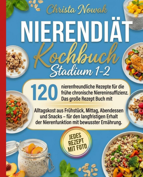 Nierendiät Kochbuch Stadium 1-2: 120 nierenfreundliche Rezepte für die frühe chronische Niereninsuffizienz. Mit ausgewogener Alltagskost– für den ... der Nierenfunktion mit bewusster Ernährung.