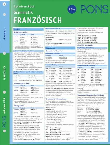 PONS Grammatik auf einen Blick Französisch: kompakte Übersicht, Grammatikregeln nachschlagen (PONS Auf einen Blick)