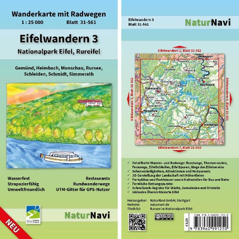 Eifelwandern 3 - Nationalpark Eifel, Rureifel 1 : 25 000