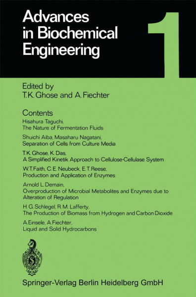 Advances in Biochemical Engineering (Advances in Biochemical Engineering - Biotechnology, Band 1)