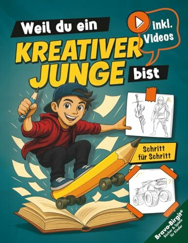 Zeichnen lernen für Jungs ab 8 Jahren | Schritt für Schritt mit Zeichenvideos: Starke Motive für kreative Kinder – von Technik bis Tierpower. Weil du ein kreativer Junge bist.