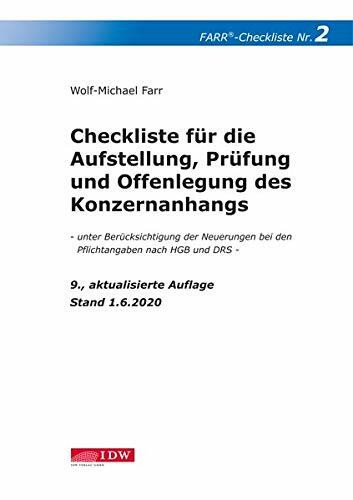 Checkliste 2 für die Aufstellung, Prüfung und Offenlegung des Konzernanhangs