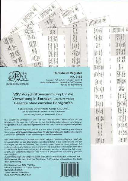 DürckheimRegister® VSV SACHSEN (2019/2020), BOORBERG Verlag