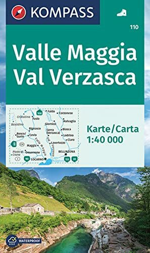 KOMPASS Wanderkarte 110 Valle Maggia, Val Verzasca 1:40.000: markierte Wanderwege, Fahrradwege, Hütten und vielem mehr