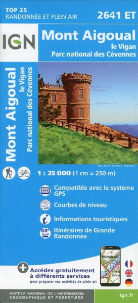 Mont Aigoual. le Vigan. Parc national des Cévennes 1 : 25 000
