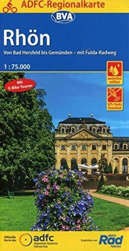 ADFC-Regionalkarte Rhön 1:75.000, reiß- und wetterfest, GPS-Tracks Download - Mit E-Bike Touren: Von Bad Hersfeld bis Gemünden - mit Fulda-Radweg (ADFC-Regionalkarte 1:75000)