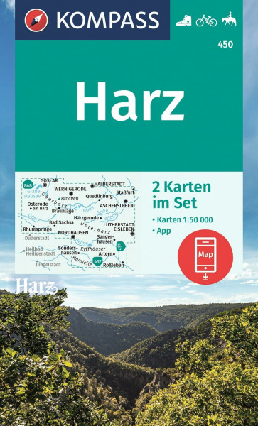 KOMPASS Wanderkarten-Set 450 Harz (2 Karten) 1:50.000: inklusive Karte zur offline Verwendung in der KOMPASS-App. Fahrradfahren. Reiten
