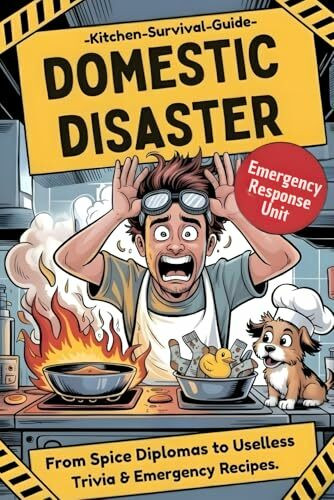 DOMESTIC DISASTER: The Hilarious Kitchen Survival Guide - From Spice Diplomas to Useless Trivia & Emergency Recipes - Funny Gag Gift Cookbook for men (Funny cookbook for men, Band 1)