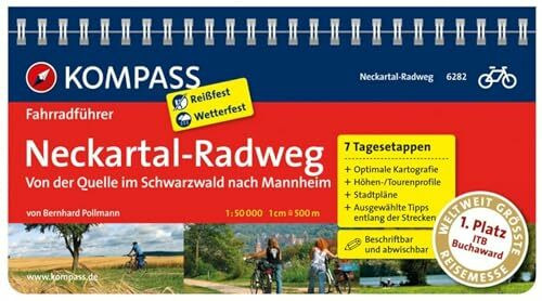 KOMPASS Fahrradführer Neckartal-Radweg, von der Quelle im Schwarzwald nach Mannheim: mit Routenkarten im optimalen Maßstab.