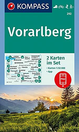 KOMPASS Wanderkarte Vorarlberg: 2 Wanderkarten 1:50000 im Set inklusive Karte zur offline Verwendung in der KOMPASS-App. Fahrradfahren. Skitouren. Langlaufen. (KOMPASS-Wanderkarten, Band 292)