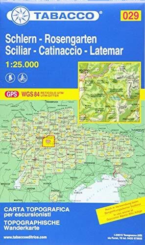 Schlern, Rosengarten, Latemar, Regglberg: Wanderkarte Tabacco 029. 1:25000: GPS. UTM-Gitter (Carte topografiche per escursionisti, Band 29)