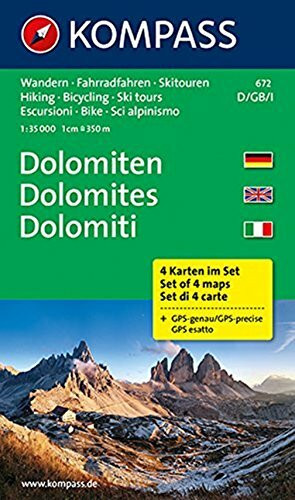 Dolomiten - Dolomites - Dolomiti: Wanderkarten-Set in der Schutzhülle. GPS-genau. 1:35000 (KOMPASS Wanderkarte, Band 672)