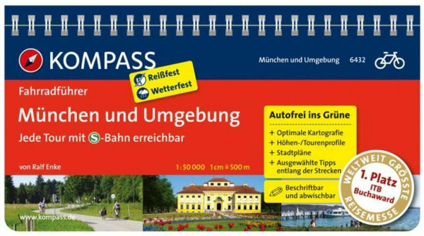 KOMPASS Fahrradführer München und Umgebung - Jede Tour mit S-Bahn erreichbar: Fahrradführer mit Routenkarten im optimalen Maßstab.