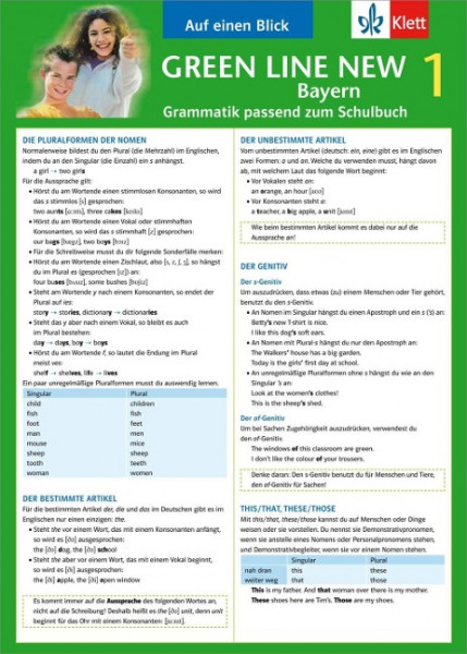 Green Line New 1. Auf einen Blick. Grammatik. Bayern