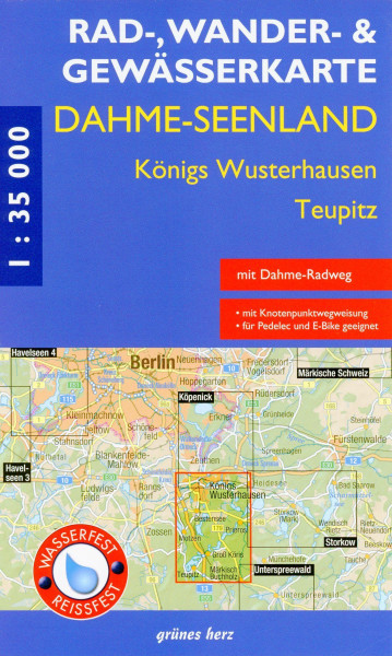 Dahme-Seen: Königs Wusterhausen, Teupitz 1 : 35 000 Rad-, Wander- und Gewässerkarte