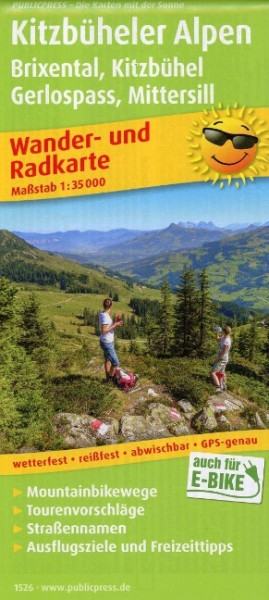 Kitzbüheler Alpen, Brixental - Kitzbühel, Gerlospass - Mittersill 1 : 35 000 Wander- und Radkarte