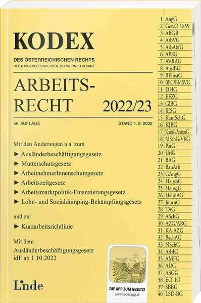 KODEX Arbeitsrecht 2022/23 (Kodex des Österreichischen Rechts)