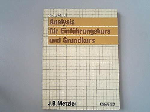 Analysis für Einführungskurs und Grundkurse; Teil: Schülerbuch.