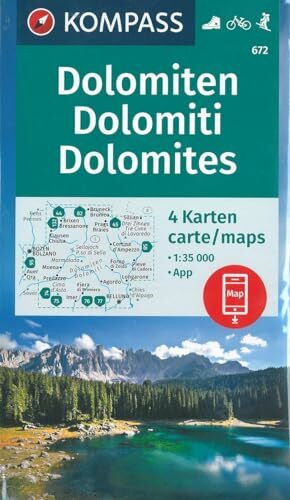 KOMPASS Wanderkarten-Set 672 Dolomiten, Dolomites, Dolomiti (4 Karten) 1:35.000: inklusive Karte zur offline Verwendung in der KOMPASS-App. Fahrradfahren. Skitouren.