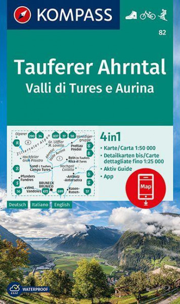 KOMPASS Wanderkarte Tauferer Ahrntal, Valle di Tures e Aurina 1:50 000